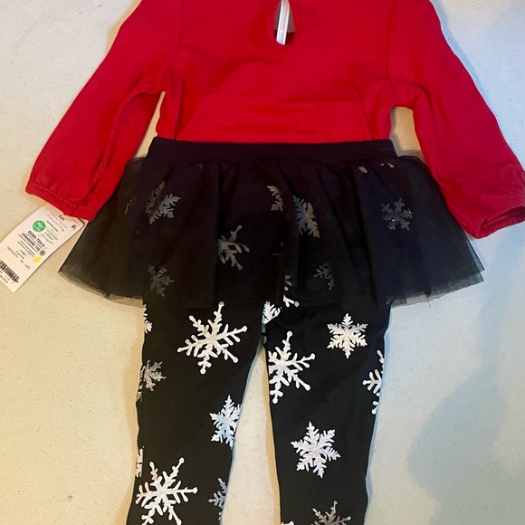 Carter's Red and Black Matching Set with Snowflake Design - Picture 2 of 3